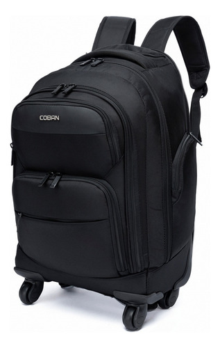 Mochila Executiva De Rodinhas Espaçosa Reforçada Trabalho Cor Preto 4 Desenho Do Tecido Liso