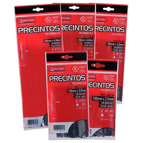 Precintos Plásticos Negros Tacsa 100und 750mm X 7,6mm