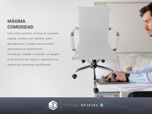 Combo X 2 Unidades Sillas Jd Escritorio 316m Cuero Blanco