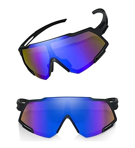 Lentes Deportivos Polarizadas Para Ciclismo Color Negro Azul