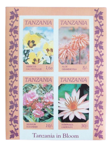 Tanzania Flores, Bloque Sc. 318a S Dentar 1986 Mint L6631