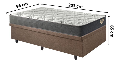 Base Box Baú 96x203 Linho Marrom Com Colchão Adapto