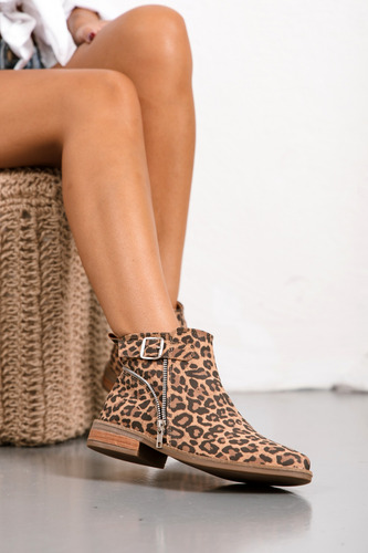 Botas Mujer Botinetas Taco Bajo Foliado Eco Cuero Moda Aspen