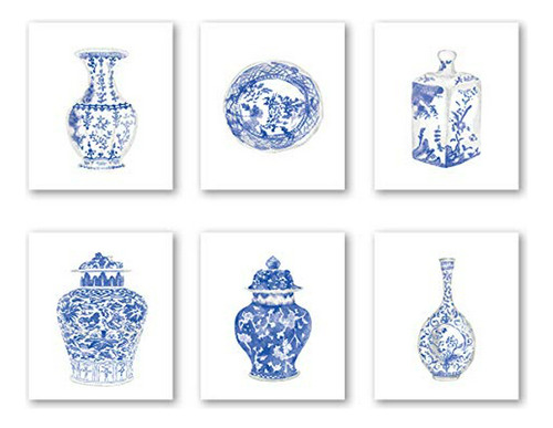 Cuadros De Porcelana China - Set De 6 - 8x10 Pulgadas Sin Ma