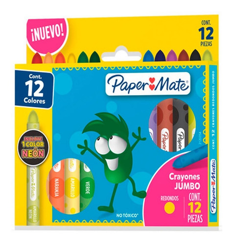 Imagen 2 de 5 de Crayones Jumbo Infantiles X12 Unidades Paper Mate