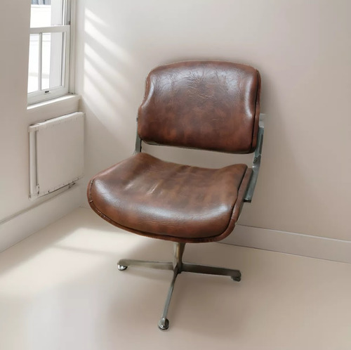 Sillón De Oficina Giratorio Cuerina Marrón Cuerina (Usado)