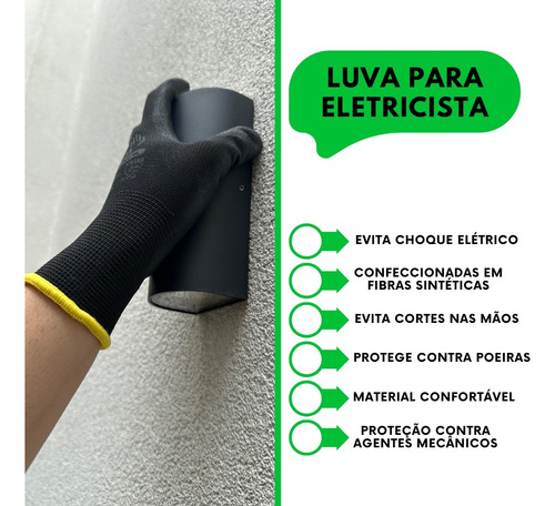 Luva Tátil Black Segurança Tricotada Antiestatica Elástica