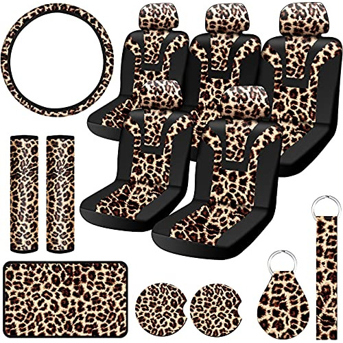 Juego De Accesorios Coche Estampado De Leopardo De 17 P...