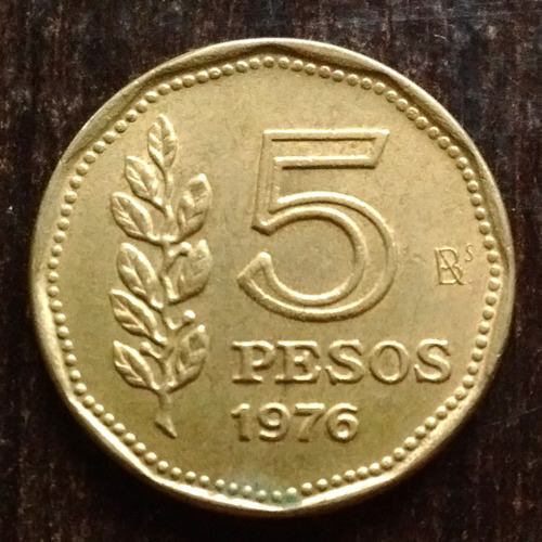 Moneda 5 Pesos Argentina 1976 Excelente