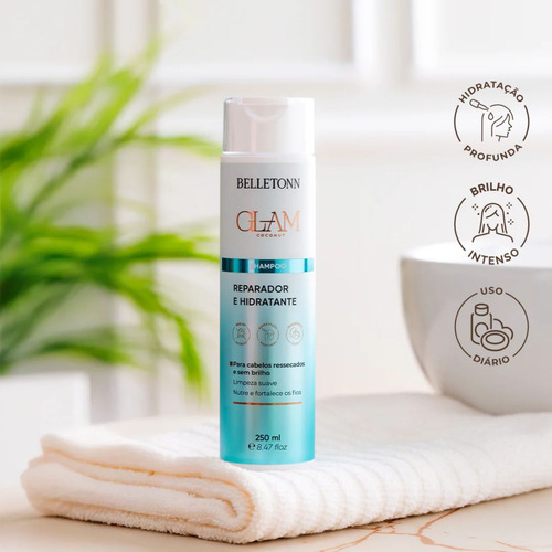 Shampoo Reparador Hidratante 250ml Glam Coconut Belissè