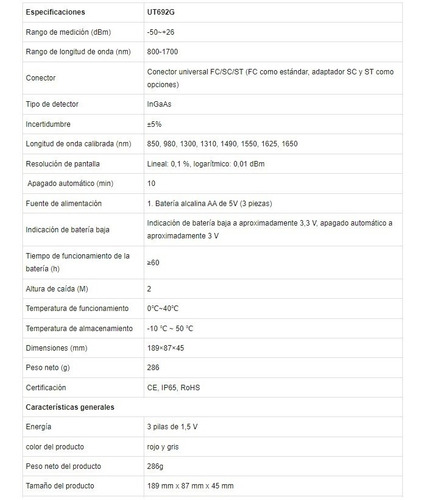Power Meter Medidor De Potencia Óptica Uni-t Ut692g Con Ip65