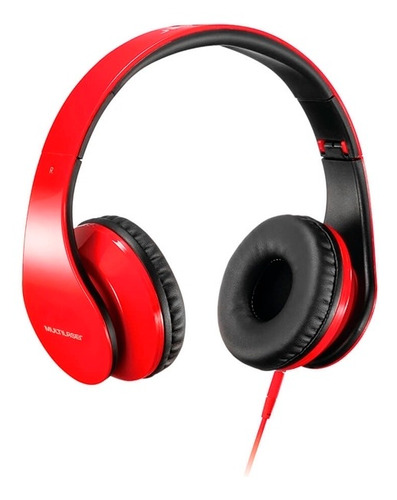 Headphone Com Microfone P2 Vermelho E Preto Ph112 Multilaser