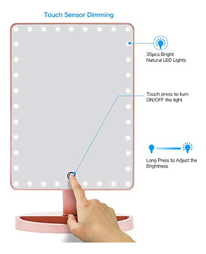 Espejo Grande De Maquillaje Funtouch Iluminado (modelo Xl),