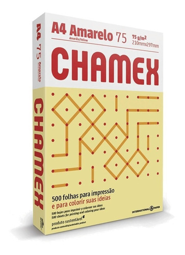 Resma Chamex A4 resma de 500 hojas de 75g color amarillo de 10 unidades por pack