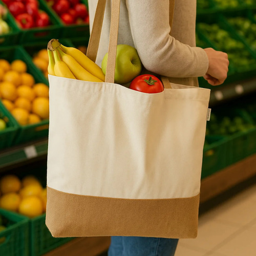 Kit 3 Bolsas Ecológica Ecobag Algodão Com Detalhe Em Juta