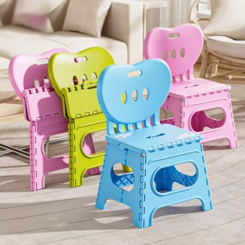 Taburete Plegable, Infantil, Taburete Portátil. Rosa