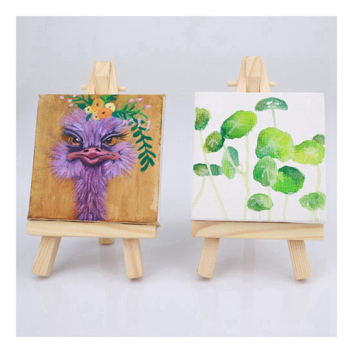 40 Juegos De Mini Caballete Expositor Con Lienzo, 8 X 8 Cm,