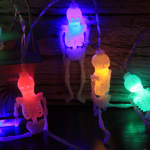 Cadena De Luces Led Para Halloween En Forma De Calavera En F