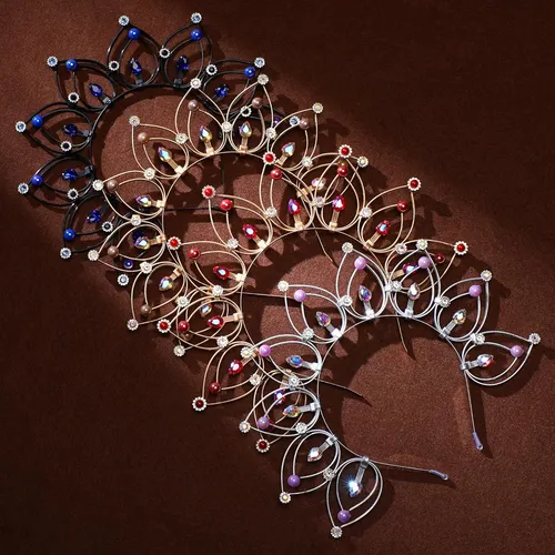 Rhinestones Halo Corona Diadema Medieval Vintage Elf Ha...