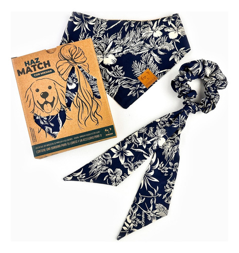 Mikhan Match Dúo Bandana Perro + Scrunchie Humano Tropical M