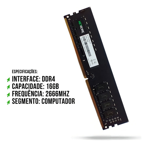 Memoria 16gb Ddr4 2666mhz Netcore Black Para Computador