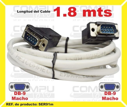 Cable Serial: 9 Pines M - M 1.8m Ref: Ser91m Computoys Sas