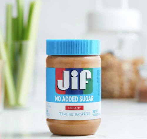 Jif No Added Sugar Creamy Peanut Butter Spread, 15.5 Oz