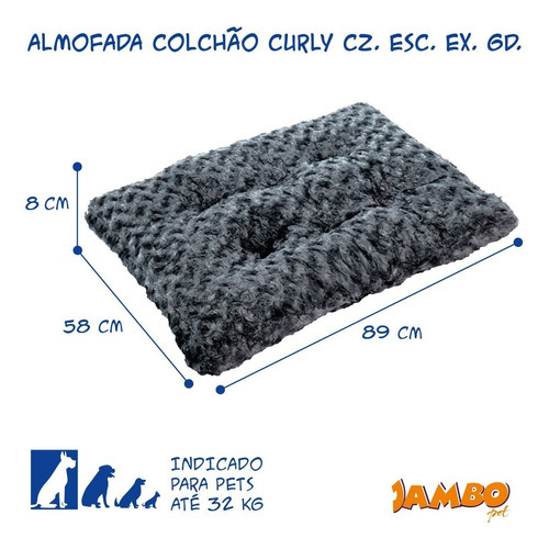 Almofada Colchao Curly Soft Extra Grande Cinza Escuro Jambo