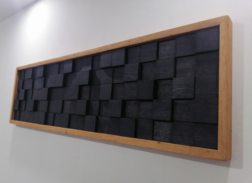 Panel Acústico Decorativo De Madera Marco De Cedro 110x35cm