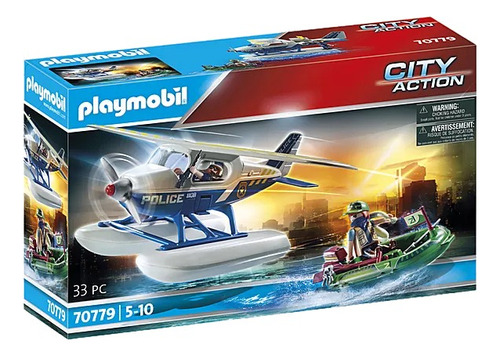 Figura Armable Playmobil City Action 70779 Policía Hidroavión 33 Piezas 3+