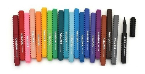 Set 20 Plumones Punta Pincel Artline Stix Brush Lettering