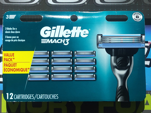 Gillette Mach 3 12 Cartuchos De Repuesto