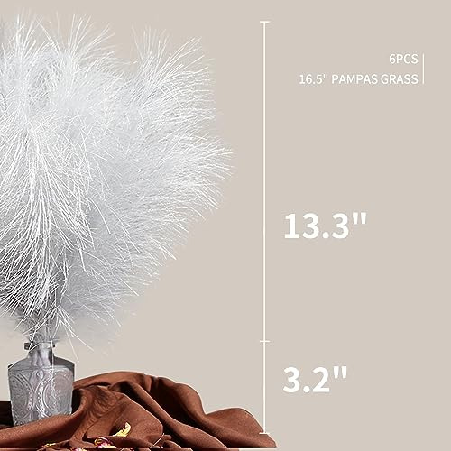 Flores Artificiales Hierba Pampas 6 Pompas 17 Relleno Jarrón
