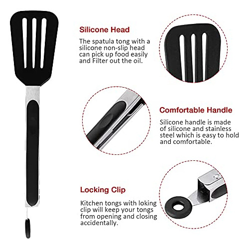 Mini Silicone Serving Tongs Set Of 3 - Non-stick Small ...