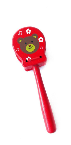 Imagen 3 de 6 de Castañuelas Musica Percusion Madera Niños Mango Corto