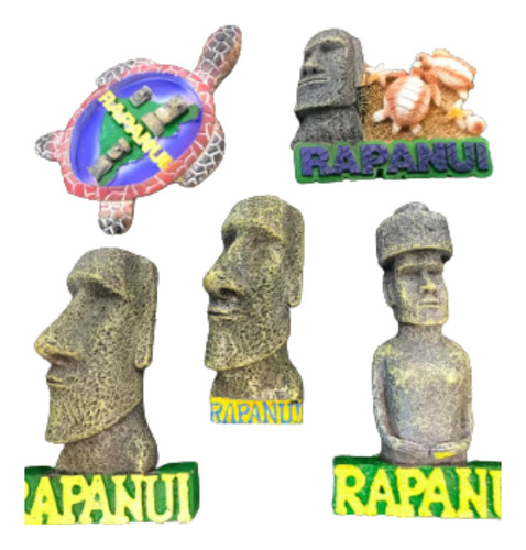 Pack 6 Imanes Moai Rapanui Isla De Pascua Magneto Souvenir 