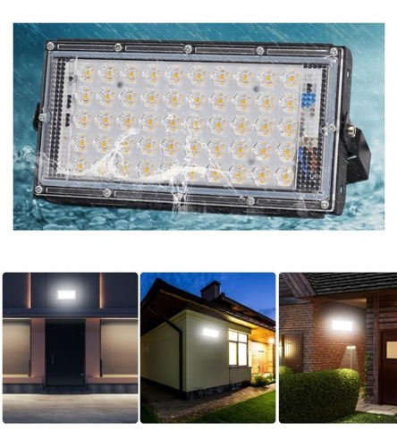 Imagen 4 de 10 de Pack X 4 Reflector Led Blanco 50w Bajo Consumo Exterior