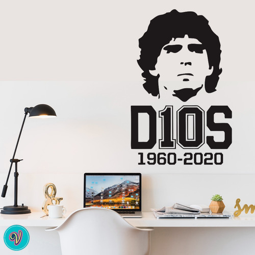 Vinilo Decorativo Maradona Futbol D10s Firma Pared Puerta