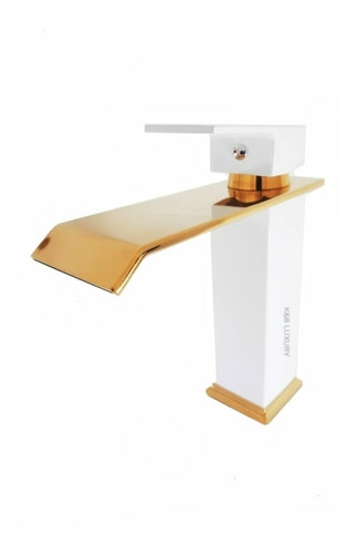 Monomando Grifo Lavabo Color Blanco Dorado Oro 19cm+ Envío G