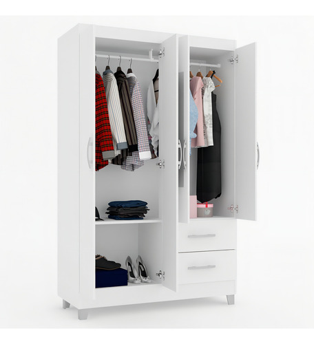 Guarda-roupa Solteiro 4 Portas 2 Gavetas Com Espelho Cacau Cor Marrom