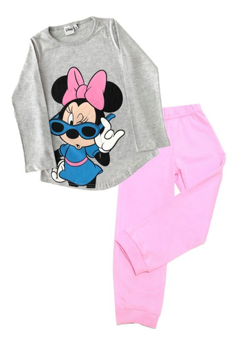 Pijama Minnie De Disney Manga Larga Algodón Fty Calzados