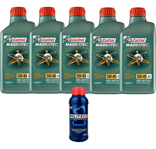 5 Óleo Castrol Magnatec 5w40 100% Sintético + 1 Militec