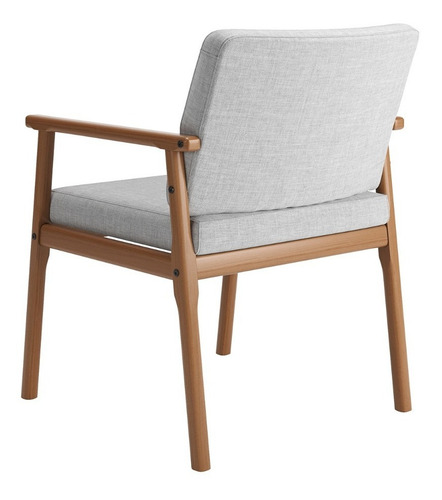 Poltrona Up Com Base De Madeira Linho Cinza