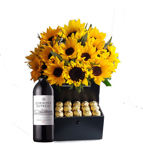 10 Girasoles Naturales, Chocolat Y Botell Envio Solo Cdmx Amarillo