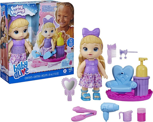 Muñeca Baby Alive Sudsy Styling Cabello Rubio