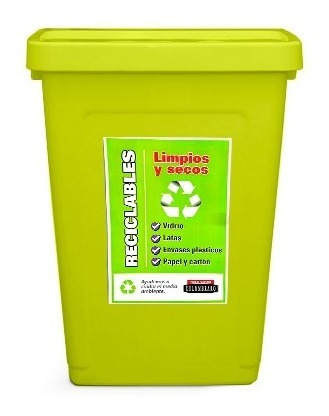 Cesto De Residuos Reciclado 55 Lts Tapa Plana Colombraro