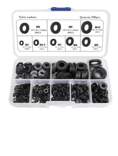 500 Piezas De Plástico Nylon Espaciador Plano Negro