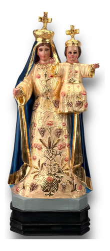 Virgen De La Candelaria 77cm Hoja De Oro Al Óleo