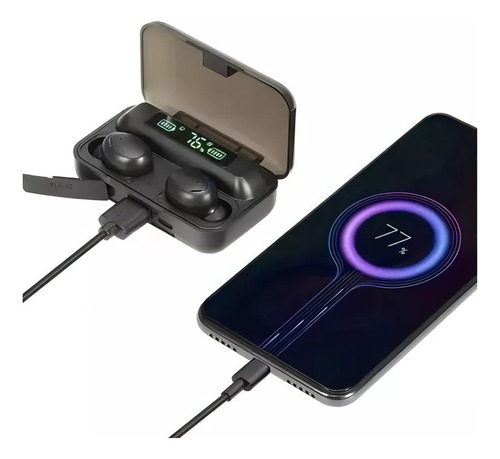 Auriculares Bluetooth Tws F9 Impermeables Con Micrófono Negr