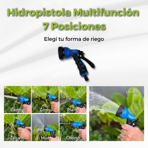 Imagen 2 de 10 de Kit De Hidropistola Multifuncion 7 Posiciones Con Accesorios